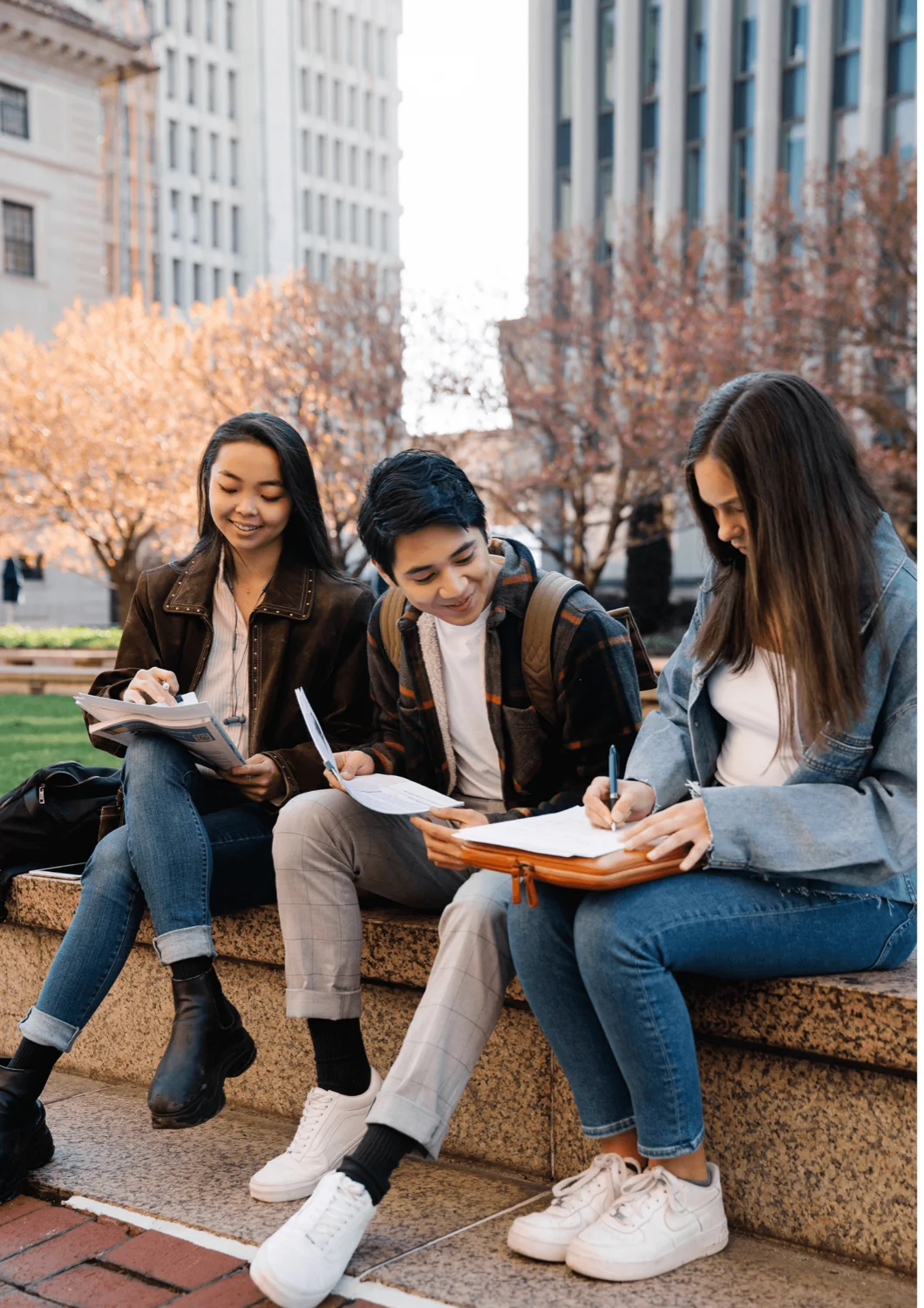Students learning together outdoors